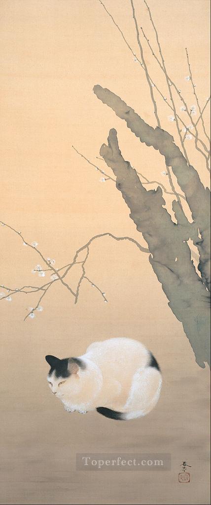 cat and plum blossoms 1906 Hishida Shunso Japanese Oil Paintings
